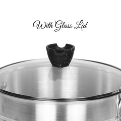 Glory Cookware 22cm Aluminum Casserole – Tempered Glass Lid | Heavy Gauge | Elegant Metal Finish