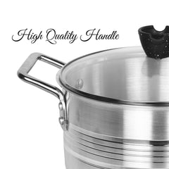 Glory Cookware 22cm Aluminum Casserole – Tempered Glass Lid | Heavy Gauge | Elegant Metal Finish