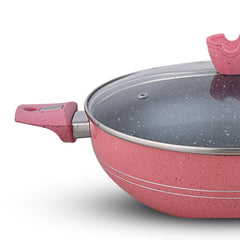 Glory 3 Layer Marble Coating Nonstick Wok - Pink (30cm)
