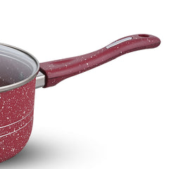 Glory 3 Layer Marble Coating Nonstick Sauce Pan - Maroon (18cm)