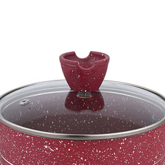Glory 3 Layer Marble Coating Nonstick Sauce Pan - Maroon (18cm)
