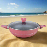Glory 3 Layer Marble Coating Nonstick Wok - Pink (30cm)