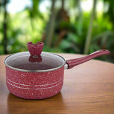 Glory 3 Layer Marble Coating Nonstick Sauce Pan - Maroon (18cm)