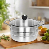 Glory Cookware 22cm Aluminum Casserole – Tempered Glass Lid | Heavy Gauge | Elegant Metal Finish