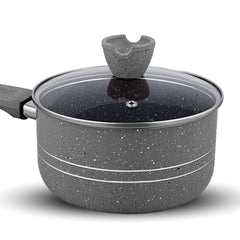 Glory 3 Layer Marble Coating Nonstick Sauce Pan - Gray (18cm)