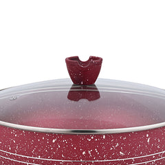 Glory Best Quality 3 Layer Marble Coating Nonstick Wok - Maroon (30cm)