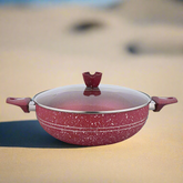 Glory Best Quality 3 Layer Marble Coating Nonstick Wok - Maroon (30cm)