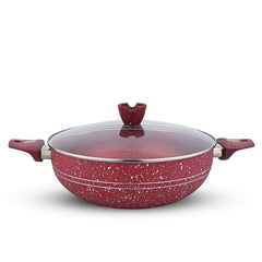 Glory Non-Stick Maroon Kitchen Set / Cookware Set With Combine Lid - (19 Pcs)