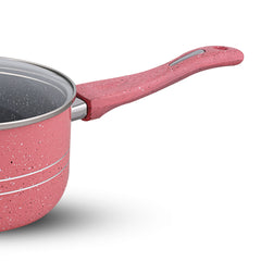 Glory 3 Layer Marble Coating Nonstick Sauce Pan - Pink (18cm)