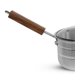 Glory Cookware 18cm Aluminum Saucepan – Heavy Gauge | Sleek Metal Finish | With Glass Lid