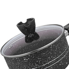 Glory 3 Layer Marble Coating Nonstick Sauce Pan - Maroon (18cm)