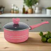 Glory 3 Layer Marble Coating Nonstick Sauce Pan - Pink (18cm)