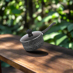 Glory 3 Layer Marble Coating Nonstick Sauce Pan - Maroon (18cm)