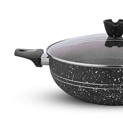 Best Quality 3 Layer Marble Coating Nonstick Wok - black (30cm)