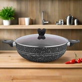 Best Quality 3 Layer Marble Coating Nonstick Wok - black (30cm)
