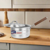 Glory Cookware 18cm Aluminum Saucepan – Heavy Gauge | Sleek Metal Finish | With Lid