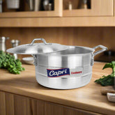 24cm Aluminum Casserole – Heavy Gauge | Brushed Metal Finish | With Solid Aluminum Lid