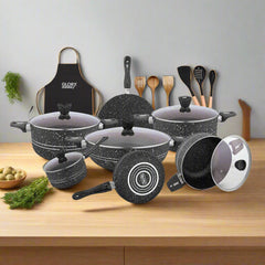 Non-Stick Stylish Kitchen Set / Cookware Set With Combine Lid - (19 Pcs)