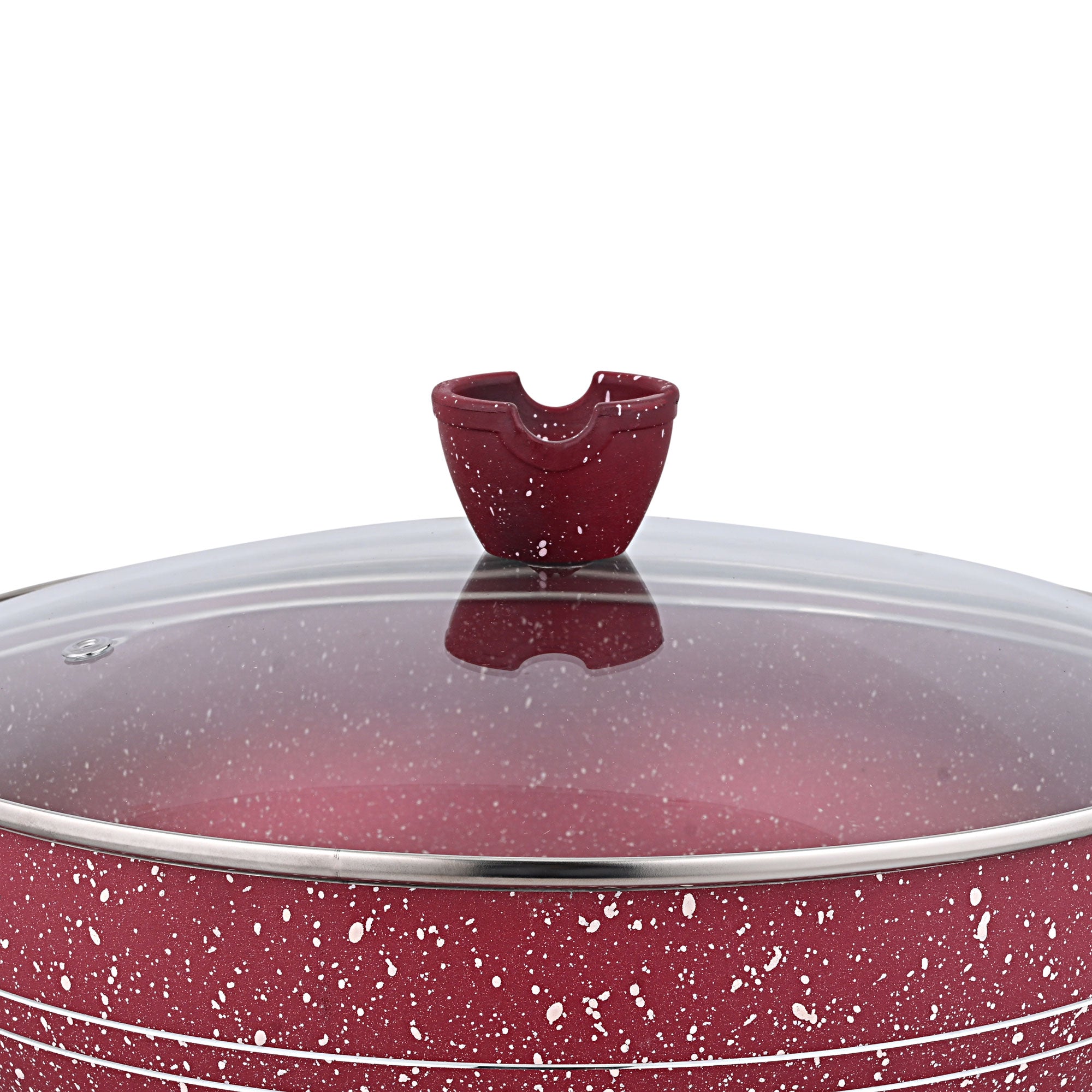Glory Best Quality 3 Layer Marble Coating Nonstick Wok - Maroon (30cm)