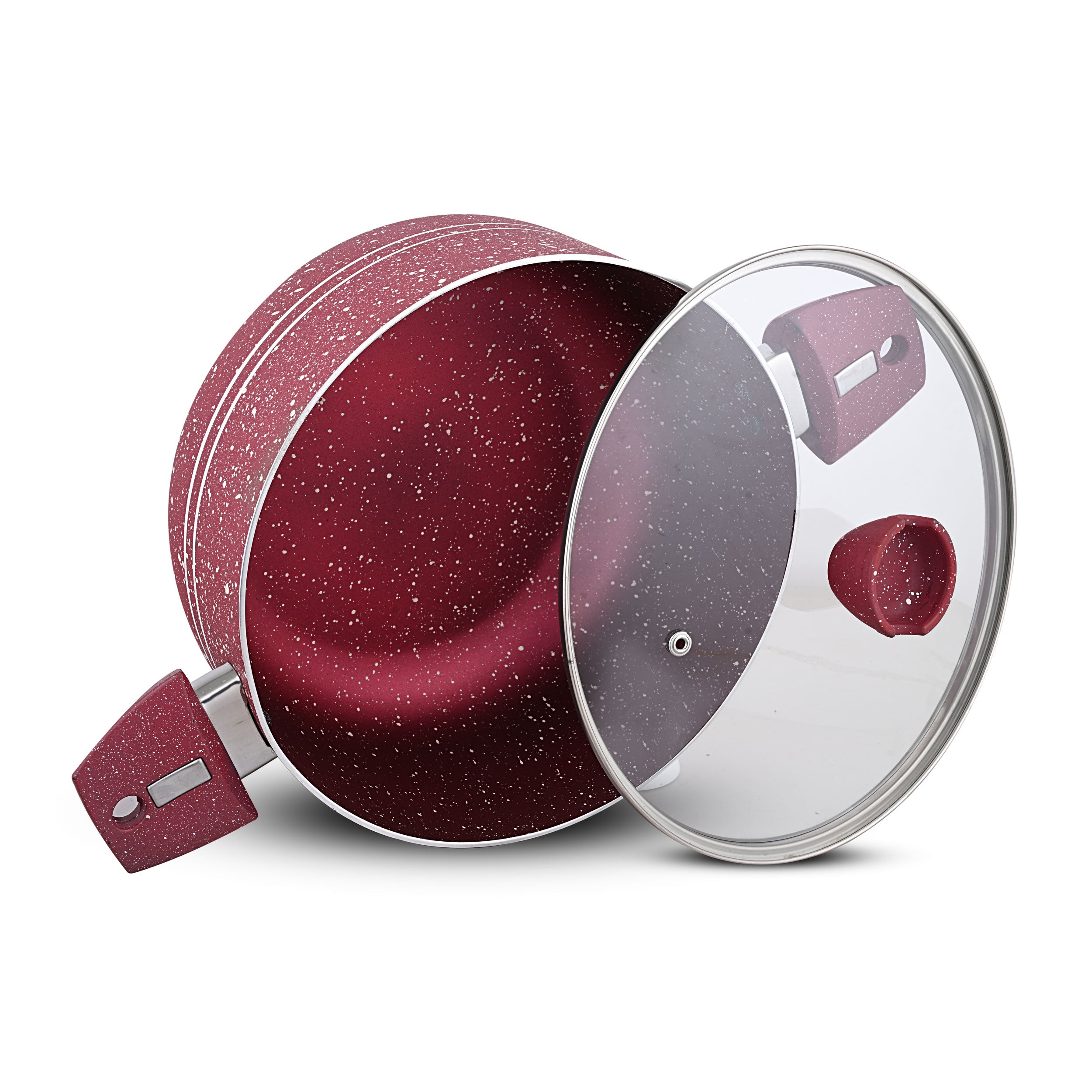 Glory Non-Stick Maroon Kitchen Set / Cookware Set With Combine Lid - (19 Pcs)